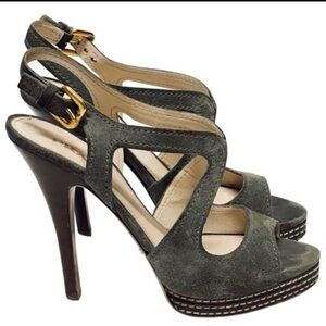 Prada Dark Gray Suede Heels